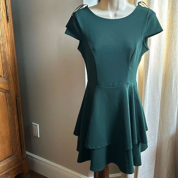 B.Darlin Green Tie-Back Mini Dress - Picture 1 of 4